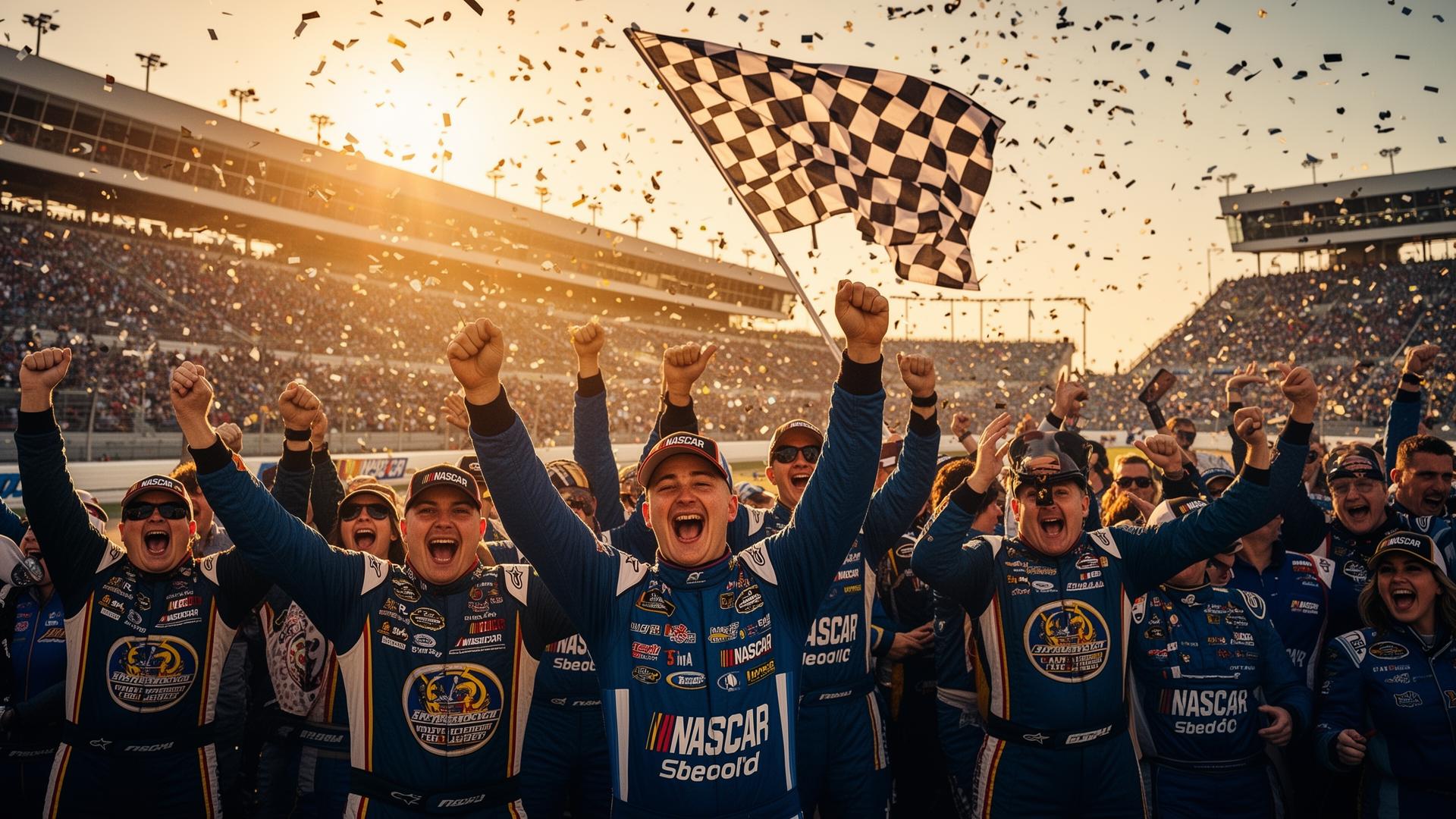 Race fans celebrating at Indianapolis Motor Speedway