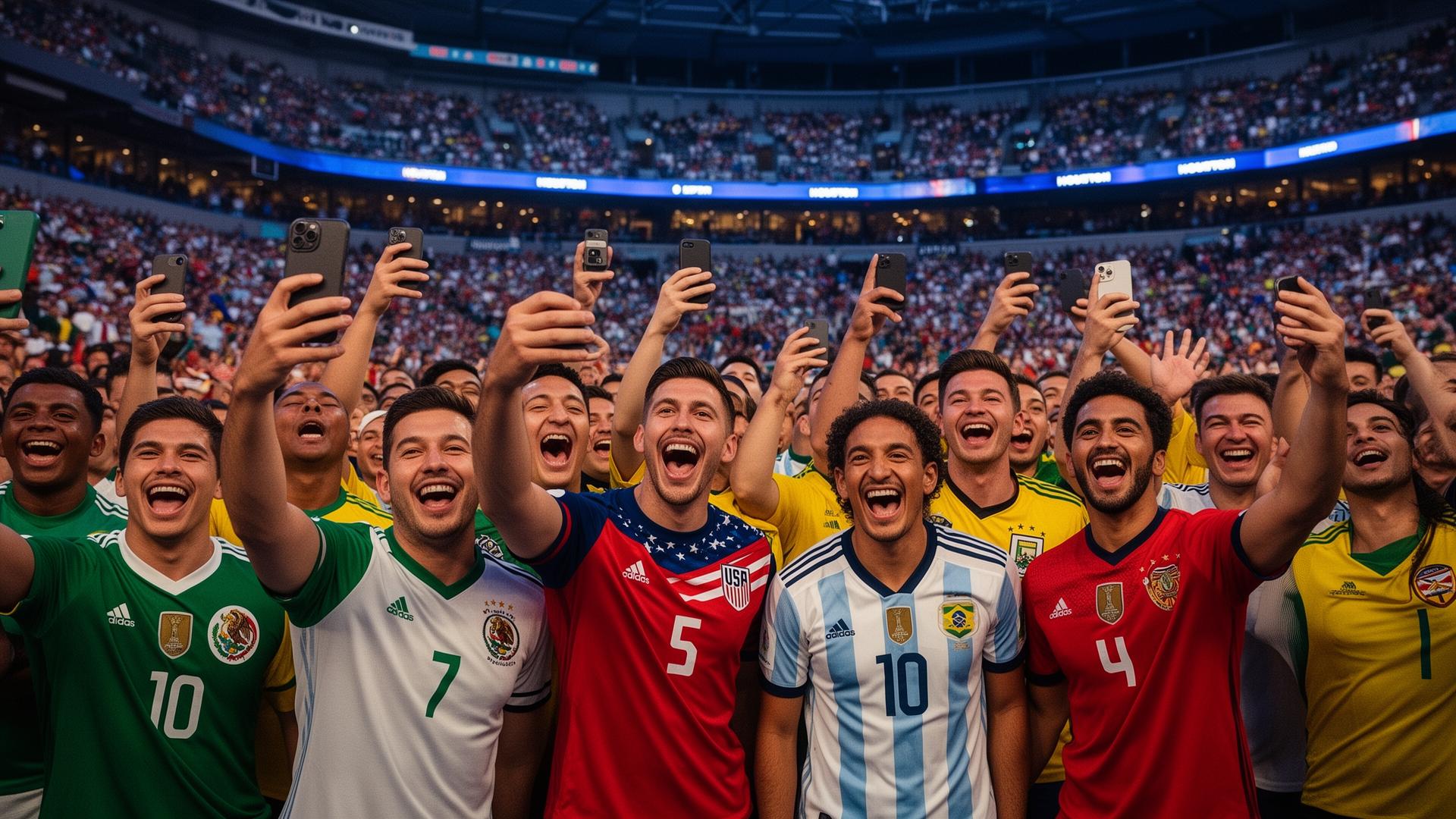 World Cup fans raising phones in unity